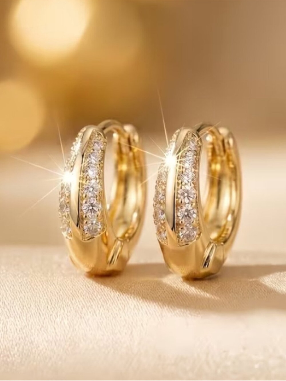 18K Gold Womens Small 2ct
Diamond Hoop Earrings Ladies
New 18 K Silver Jewelry